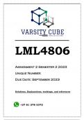 LML4806 Assignment 2 (ANSWERS) Semester 2 2023 - DINCTION GUARANTEED
