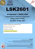 LSK2601 Assignment 1 (QUIZ COMPLETE ANSWERS) 2024 (533399) - DUE 16 May 2024