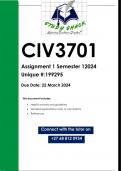 CIV3701 Assignment 1 (100% QUALITY ANSWERS) Semester 1 2024