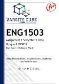 ENG1503 Assignment 1 (DETAILED ANSWERS) Semester 1 2024 - DISTINCTION GUARANTEED