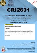 CRI2601 Assignment 1 (COMPLETE ANSWERS) Semester 1 2024 (643109) - DUE 27 March 2024