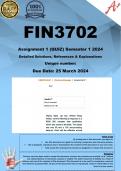 FIN3702 Assignment 1 (COMPLETE ANSWERS) Semester 1 2024  - DUE 25 March 2024