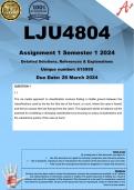 LJU4804 Assignment 1 (COMPLETE ANSWERS) Semester 1 2024 (615950)- DUE 28 March 2024