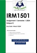 IRM1501 Assignment 1 (QUALITY ANSWERS) Semester 1 2024