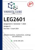 LEG2601 Assignment 2 (ANSWERS) Semester 1 2024 - DISTINCTION GUARANTEED