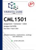 CML1501 Assignment 1 (DETAILED ANSWERS) Semester 1 2024 (615705) - DISTINCTION GUARANTEED 