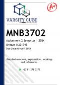 MNB3702 Assignment 2 (DETAILED ANSWERS) Semester 1 2024 (221945) - DISTINCTION GUARANTEED