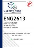 ENG2613 Assignment 1 (DETAILED ANSWERS) 2024 (215092) - DISTINCTION GUARANTEED 