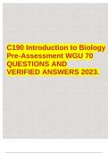 C190 Introduction to Biology Pre-Assessment WGU 70 QUESTIONS AND VERIFIED ANSWERS 2023.