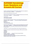 NURS660 Hematology Exam Questions and Answers All Correct 