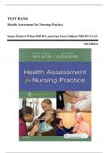 Test Bank - Health Assessment for Nursing Practice, 6th Edition (Wilson, 2017), Chapter 1-24 | All Chapters