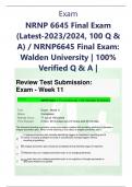 Exam NRNP 6645 Final Exam (Latest-2023/2024, 100 Q & A) / NRNP6645 Final Exam: Walden University | 100% Verified Q & A |