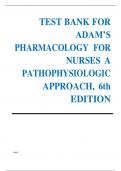 TEST BANK FOR ADAM’S PHARMACOLOGY FOR NURSES A PATHOPHYSIOLOGIC APPROACH, 6TH EDITION