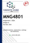MNG4801 Assignment 1 (DETAILED ANSWERS) 2024 - DISTINCTION GUARANTEED