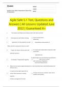 Agile Safe 5.1 Test, Questions and Answers All Lessons Updated June 2023 Guaranteed A+