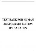 TEST BANK FOR HUMAN ANATOMY6TH EDITION BY SALADIN