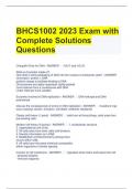 BHCS1002 2023 Exam with Complete Solutions Questions
