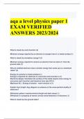 aqa a level physics paper 1  STUDY GUIDE EXAM VERIFIED ANSWERS 2023/2024 