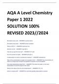 AQA A Level Chemistry  Paper 1 2022 SOLUTION 100%  REVISED 2023//2024