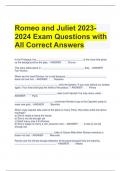 Romeo and Juliet 2023-2024 Exam Questions with All Correct Answers 