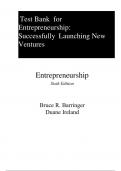 Entrepreneurship Successfully Launching New Ventures 6e Bruce Barringer, Duane Ireland (Test Bank)