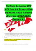 Portage Learning BIO 151 Lab All Exams With Updated 100% Correct Answers (2023-2024) Graded A+ 