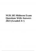 NUR 205 Midterm Exam Questions With Answers 2023 (Graded A+)