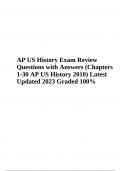AP US History Exam Test Review (Questions with Answers AP US History)  Latest Updated 2023 GRADED