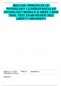 MSCI 520: PRINCIPLES OF PHYSIOLOGY I (CARDIOVASCULAR PHYSIOLOGY MODULE 3) WEEK 3 NEW TRIAL TEST EXAM REVIEW 2023 LIBERTY UNIVERSITY