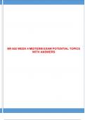 NR 602 WEEK 4 MIDTERM EXAM POTENTIAL TOPICS WITH ANSWERS | DOWNLOAD TO SCORE A 