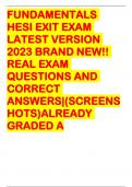 FUNDAMENTALS HESI EXIT EXAM LATEST VERSION 2023 BRAND NEW!! REAL EXAM QUESTIONS AND CORRECT ANSWERS|(SCREENSHOTS)ALREADY GRADED A
