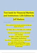 Test bank for Financial Markets & Institutions, 12th Edition by Jeff Madura | Complete | 100 % Verified