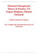 Financial Management Theory & Practice, 17e Eugene Brigham, Michael Ehrhardt (Solution Manual)