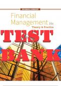 TEST BANK for Financial Management: Theory & Practice 16th Edition Eugene F. Brigham & Michael C. Ehrhardt. Complete Chapters 1-26.