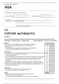 AQA AS FURTHER MATHEMATICS Paper 1 MAY 2023 QUESTION PAPER