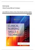 Test Bank - Clinical Nursing Skills and Techniques, 10th Edition (Perry, Potter, 2022), Chapter 1-43 | All Chapters