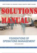 SOLUTIONS MANUAL for Foundations of Operations Management 4th Canadian Edition. Larry Ritzman, Lee Krajewski, Manoj Malhotra & Robert Klassen. 13 Chapters.