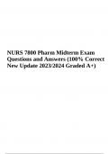 NURS 7800 Pharm Midterm Exam Questions and Answers (100% Correct New Update 2023/2024 Graded A+)