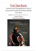 Anatomy & Physiology The Unity of Form and Function 9th Edition Saladin Test Bank