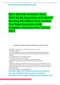 BEST REVIEW NURSING MISC  TEST BANK Essentials of Pediatric  Nursing 4th Edition Kyle Carman  Test Bank Questions with  Complete Solutions New Update  2023