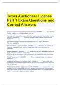 Texas Auctioneer License Part 1 Exam Questions and Correct Answers 