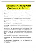 Medical Parasitology Quiz Questions And Answers