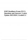 EMT Readiness Exam Questions and Answers Latest Update 2023/2024 Graded A+