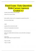 Final Exam- Ticks Questions With Correct Answers Graded A+