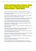 Exam (elaborations) CRCR EMULTIPLE CHOICE, CRCR  EXAM PREP, Certif ied Revenue cycle