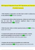 NES Special Education Exam 2023 Questions and Answers (Verified Answers)