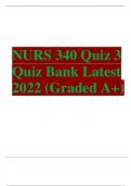 NURS 340 Quiz 3 Quiz Bank Latest 2022 (Graded A+)