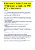 Investment Advisers Act of 1940 Exam Questions With Correct Answers