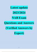 Latest update  2023/2024   NAB Exam  Questions and Answers  (Verified Answers by  Expert)