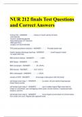 NUR 212 finals Test Questions and Correct Answers 